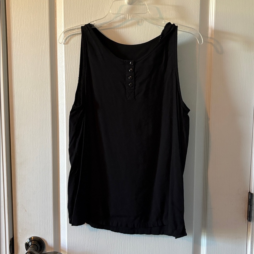 Black Sleeveless Top with Button Detail
